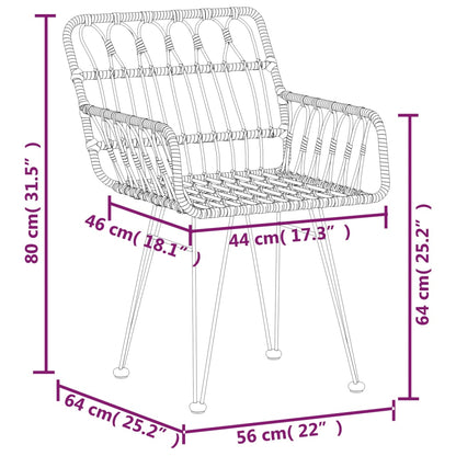 Garden Chairs 2 Pcs With Armrest 56X64X80 Cm Pe Rattan