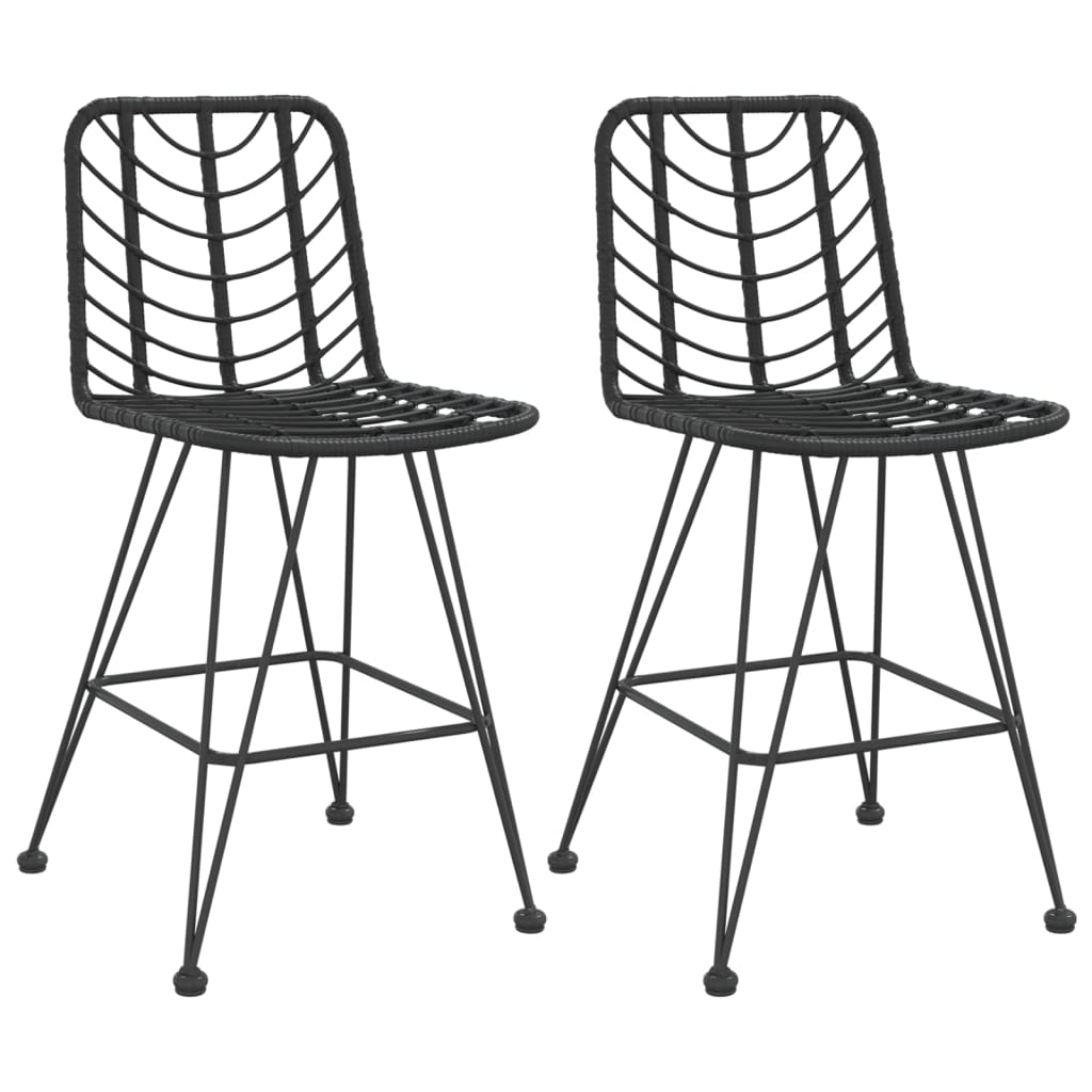 Bar Stools 2 Pcs 45X56X103.5 Cm Pe Rattan And Steel