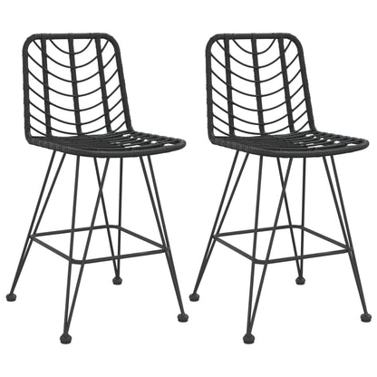 Bar Stools 2 Pcs 45X56X103.5 Cm Pe Rattan And Steel