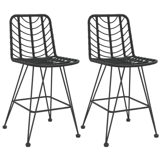 Bar Stools 2 Pcs 45X56X103.5 Cm Pe Rattan And Steel