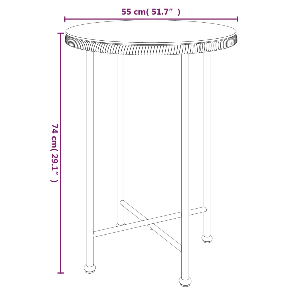 Dining Table Ø55 Cm Tempered Glass And Steel