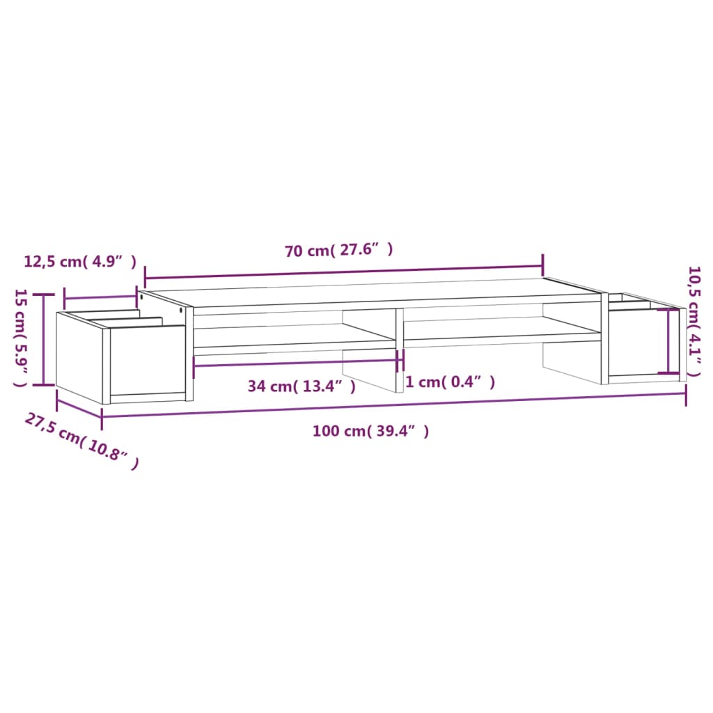 Monitor Stand Solid Wood Pine
