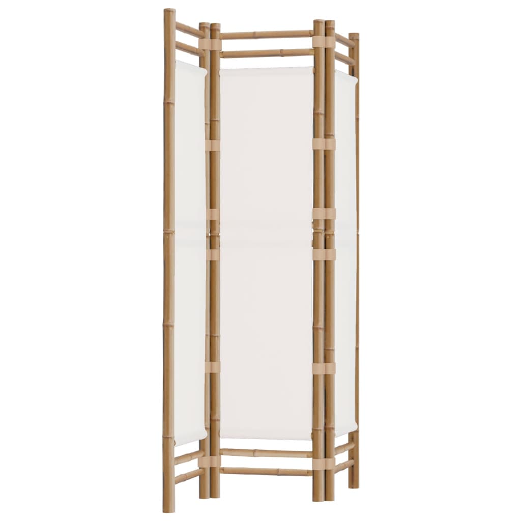 Folding 3-Panel Room Divider 120 Cm Bamboo And Canvas