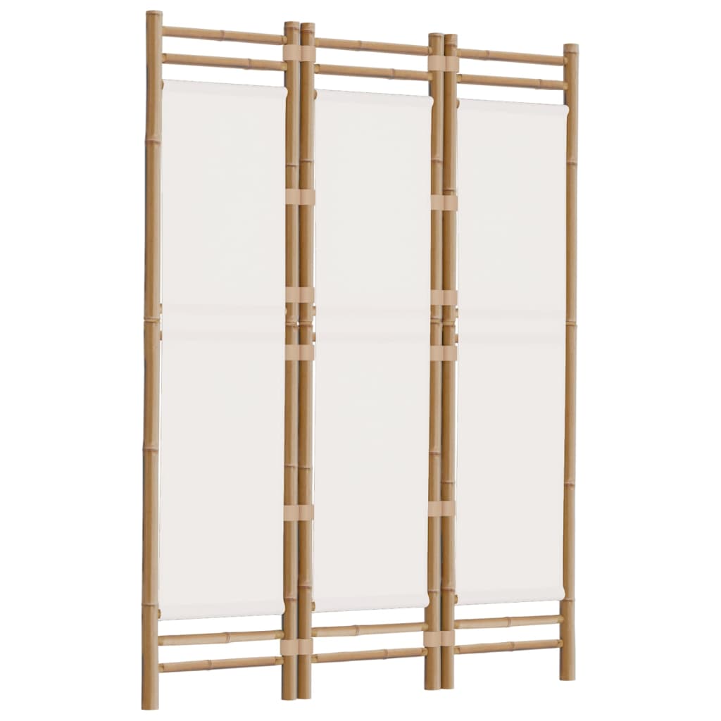 Folding 3-Panel Room Divider 120 Cm Bamboo And Canvas