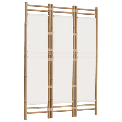 Folding 3-Panel Room Divider 120 Cm Bamboo And Canvas