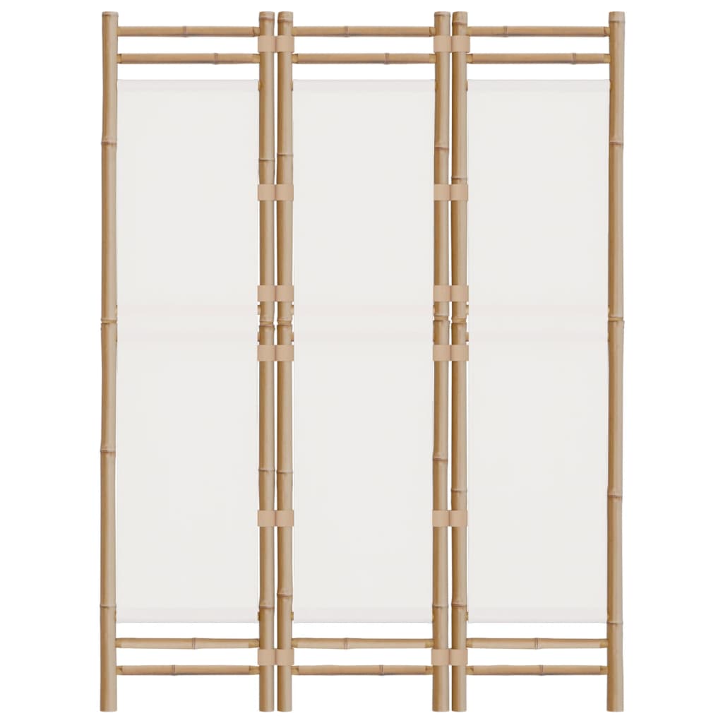 Folding 3-Panel Room Divider 120 Cm Bamboo And Canvas