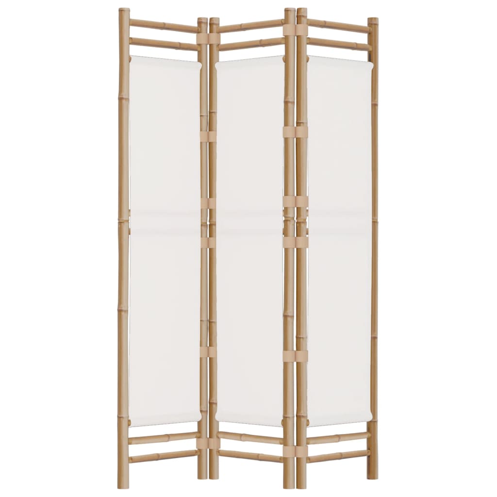Folding 3-Panel Room Divider 120 Cm Bamboo And Canvas