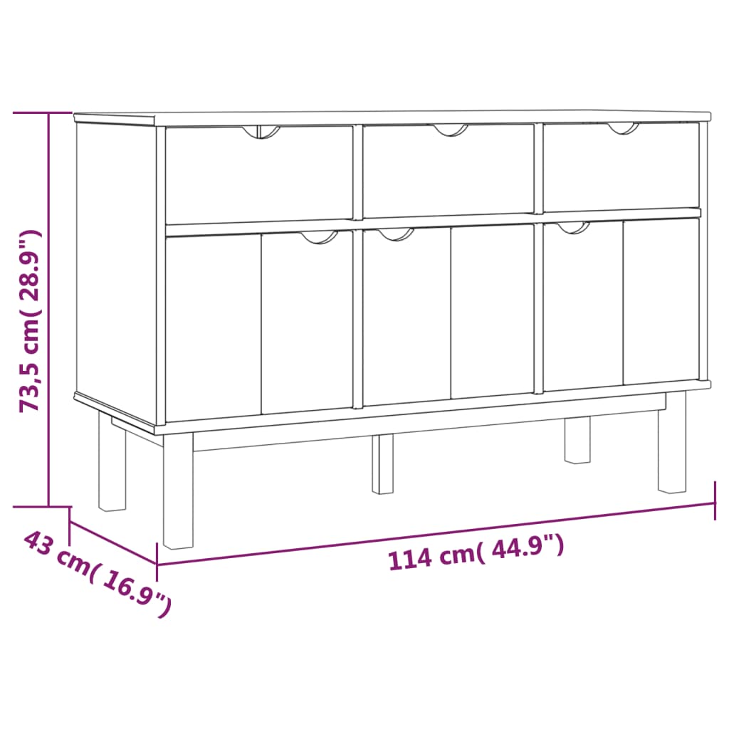 Sideboard Otta 114X43X73.5 Cm Solid Wood Pine