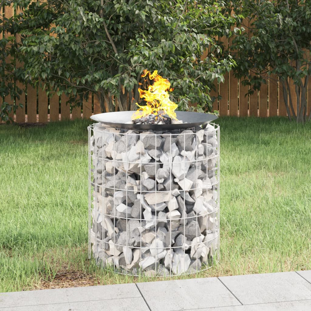 Gabion Fire Pit Ø 50 Cm Galvanised Iron