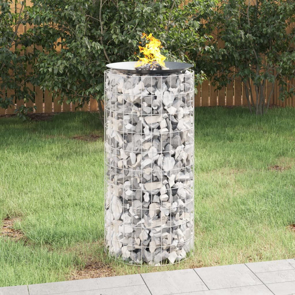 Gabion Fire Pit Ø 50 Cm Galvanised Iron