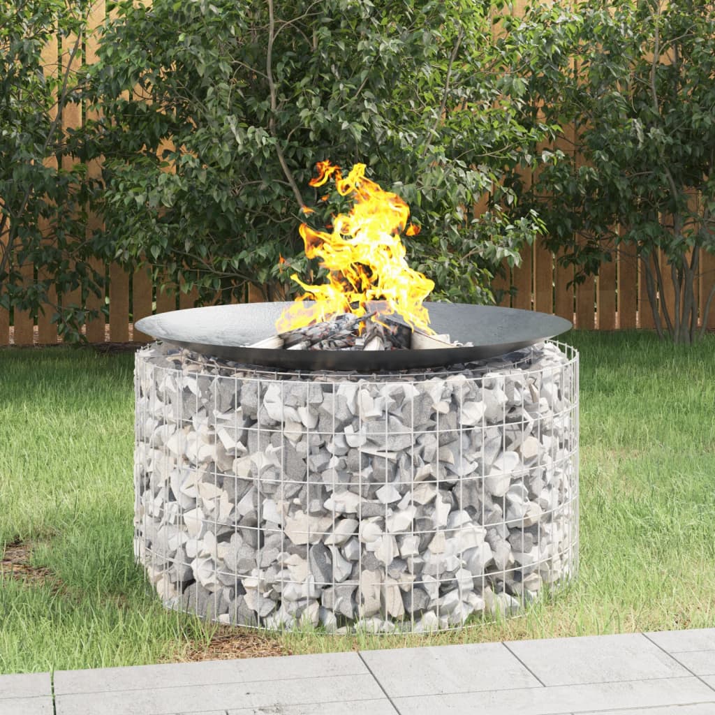 Gabion Fire Pit Ø 50 Cm Galvanised Iron
