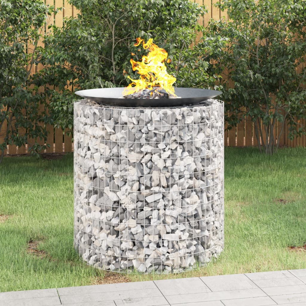 Gabion Fire Pit Ø 50 Cm Galvanised Iron