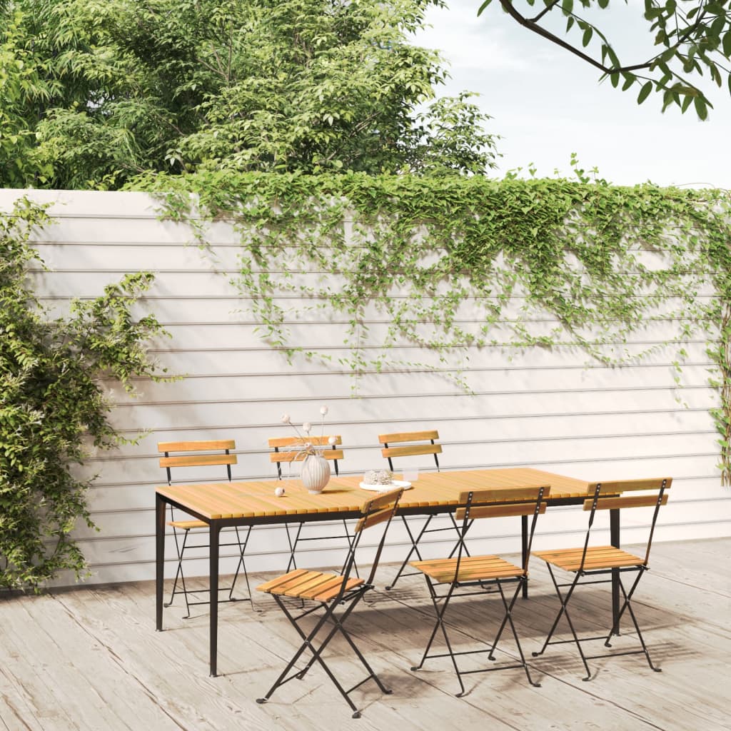 Folding Garden Chairs 8 Pcs Steel And Solid Wood Acacia