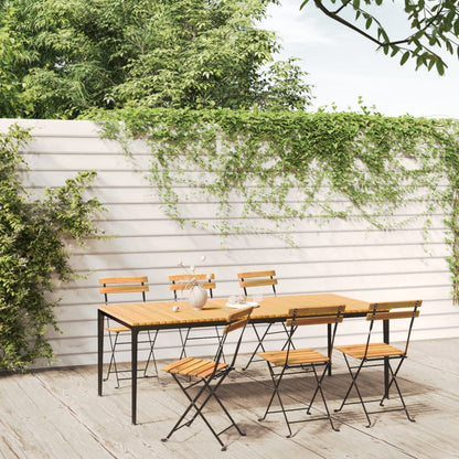 Folding Garden Chairs 8 Pcs Steel And Solid Wood Acacia