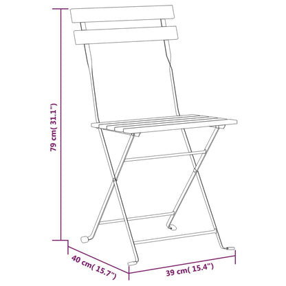Folding Garden Chairs 8 Pcs Steel And Solid Wood Acacia