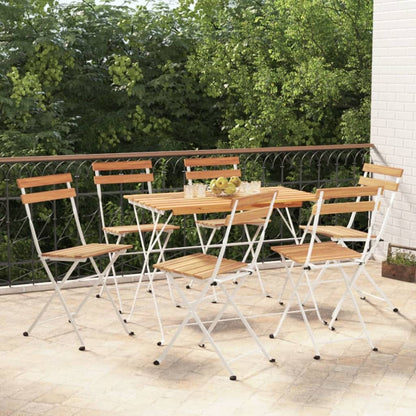 Folding Garden Chairs 8 Pcs Steel And Solid Wood Acacia