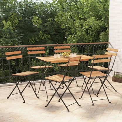 Folding Bistro Chairs 2 Pcs Solid Wood Teak And Steel