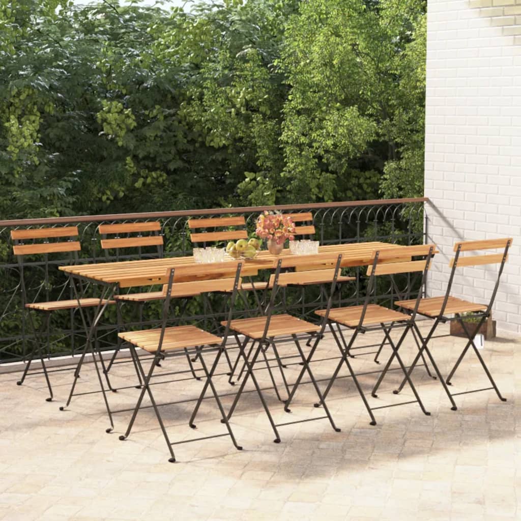 Folding Bistro Chairs 2 Pcs Solid Wood Teak And Steel