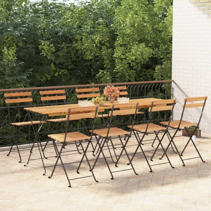 Folding Bistro Chairs 2 Pcs Solid Wood Teak And Steel