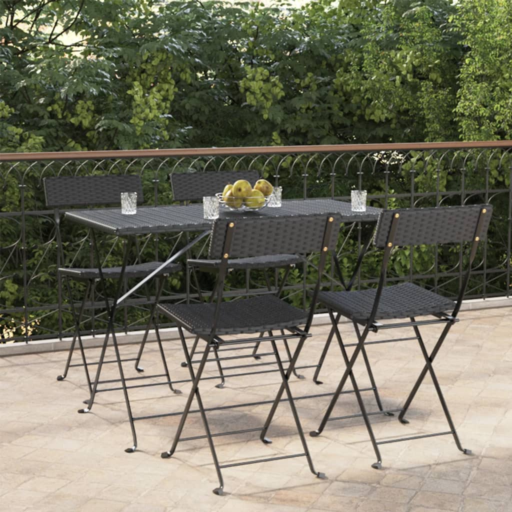 Folding Bistro Chairs 2 Pcs Poly Rattan And Steel