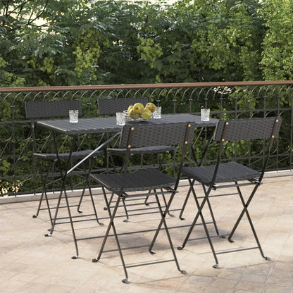 Folding Bistro Chairs 2 Pcs Poly Rattan And Steel