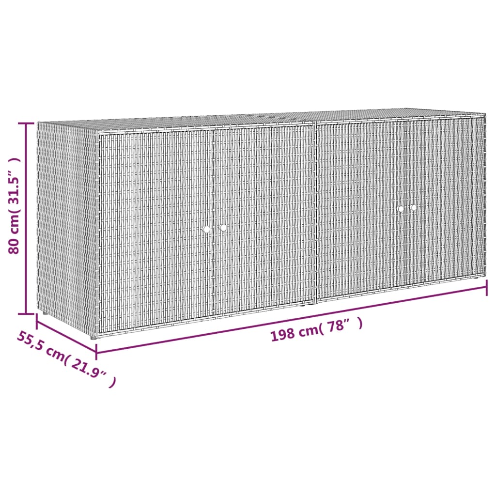 Garden Storage Cabinet 198X55.5X80 Cm Poly Rattan