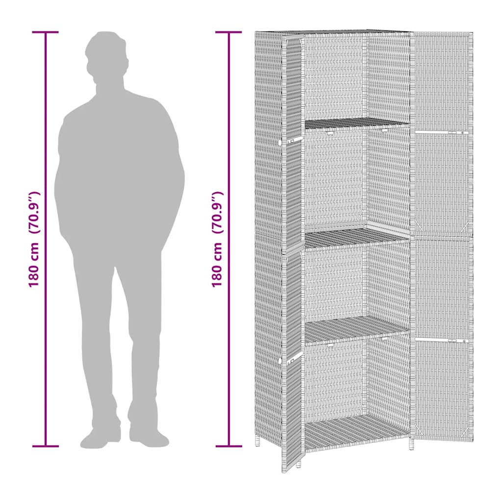 Garden Storage Cabinet 59X40X180 Cm Poly Rattan
