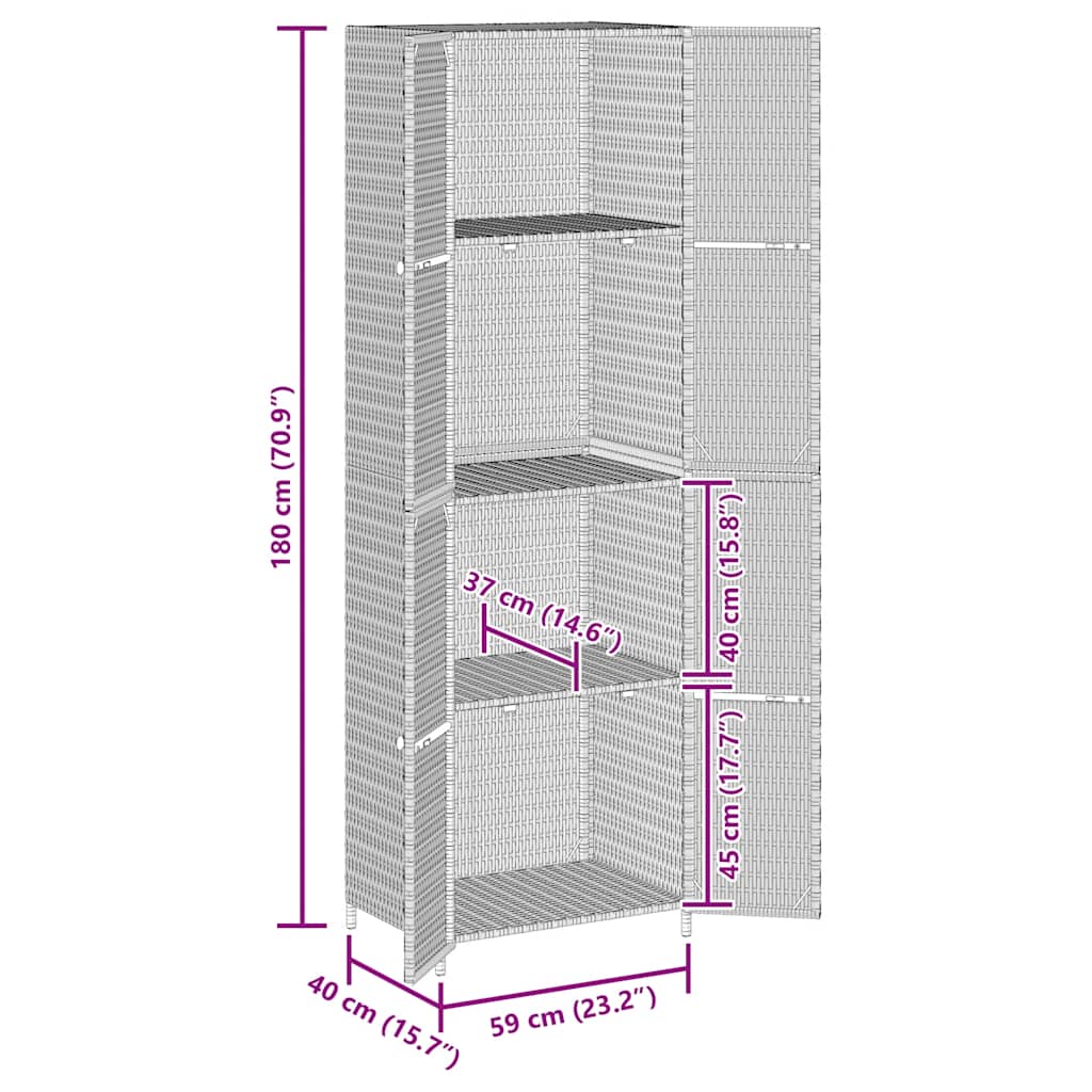 Garden Storage Cabinet 59X40X180 Cm Poly Rattan