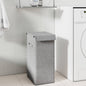 Foldable Laundry Hamper Grey Faux Linen Fabric