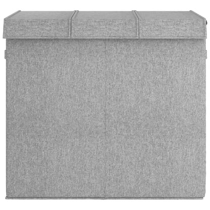 Foldable Laundry Hamper Grey Faux Linen Fabric