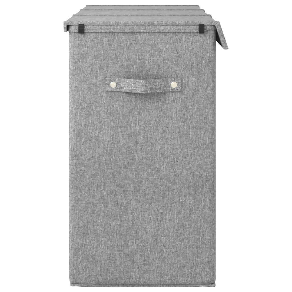 Foldable Laundry Hamper Grey Faux Linen Fabric