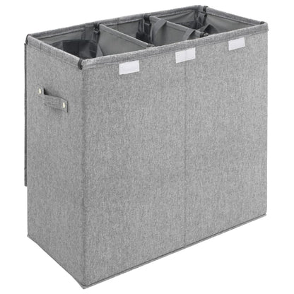 Foldable Laundry Hamper Grey Faux Linen Fabric