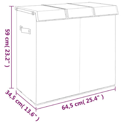 Foldable Laundry Hamper Grey Faux Linen Fabric