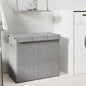 Foldable Laundry Hamper Grey Faux Linen Fabric