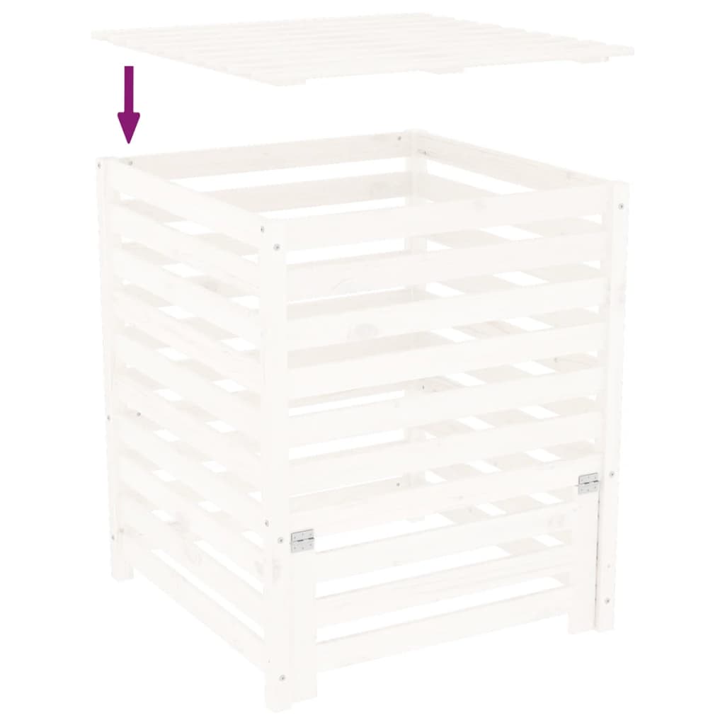 Composter White Solid Wood Pine