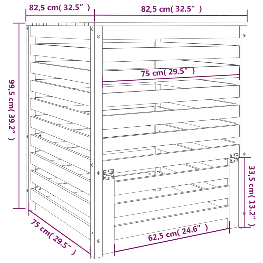 Composter White Solid Wood Pine