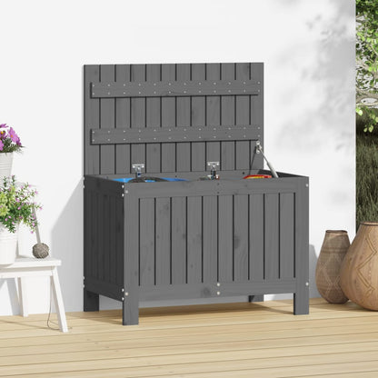 Garden Storage Box Black Solid Wood Pine