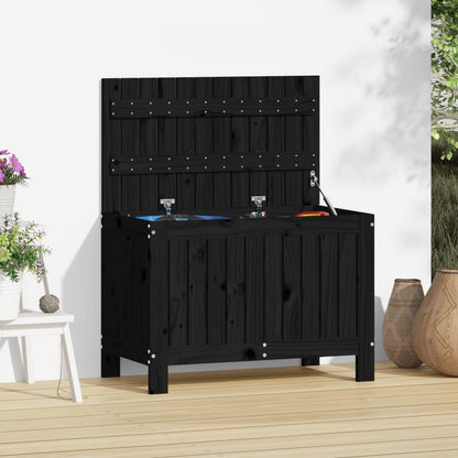 Garden Storage Box Black Solid Wood Pine