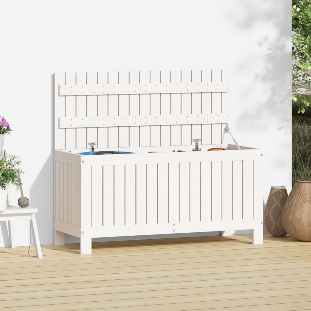 Garden Storage Box Black Solid Wood Pine