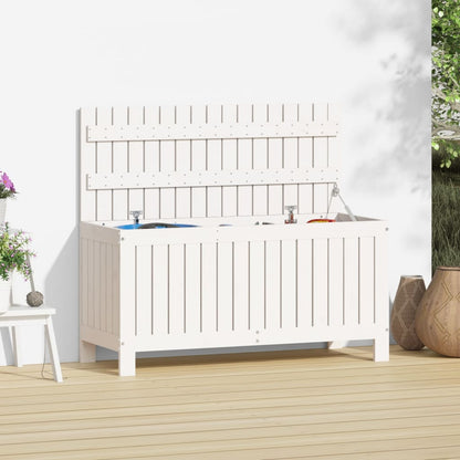 Garden Storage Box Black Solid Wood Pine