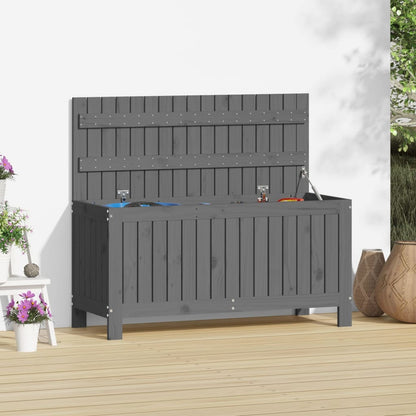 Garden Storage Box Black Solid Wood Pine