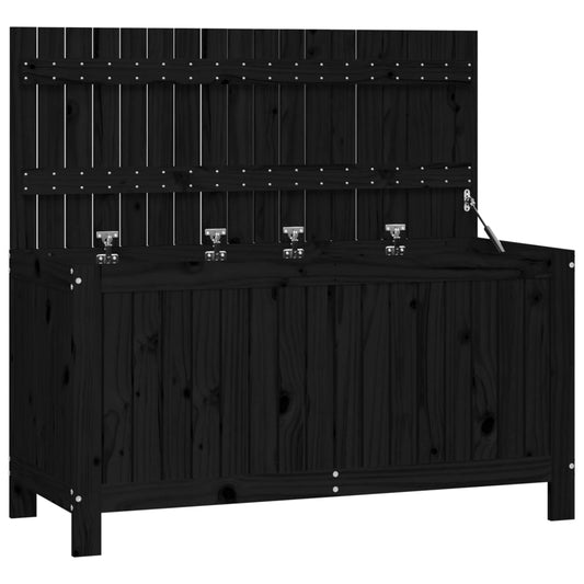 Garden Storage Box Black Solid Wood Pine