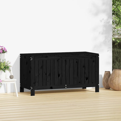 Garden Storage Box Black Solid Wood Pine