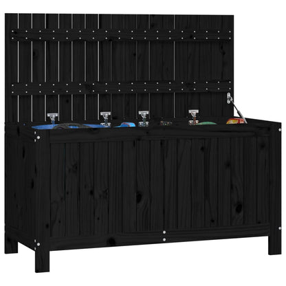 Garden Storage Box Black Solid Wood Pine