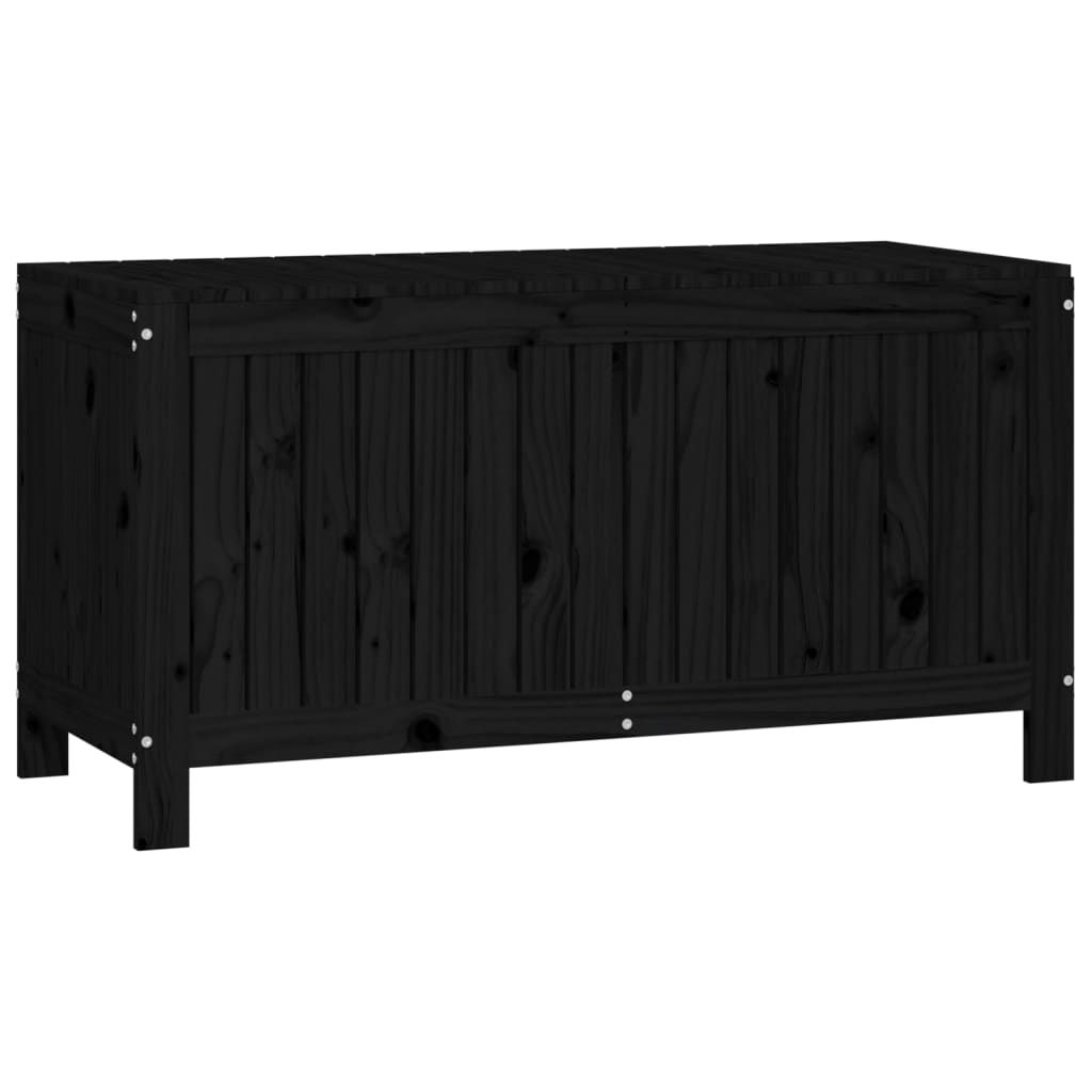 Garden Storage Box Black Solid Wood Pine