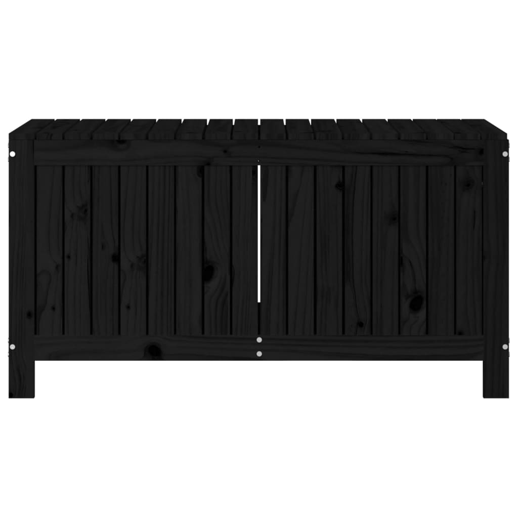 Garden Storage Box Black Solid Wood Pine