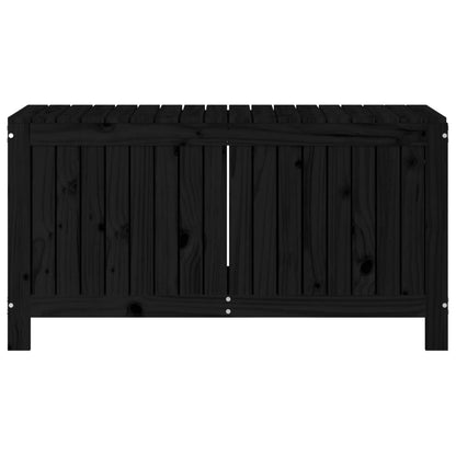 Garden Storage Box Black Solid Wood Pine