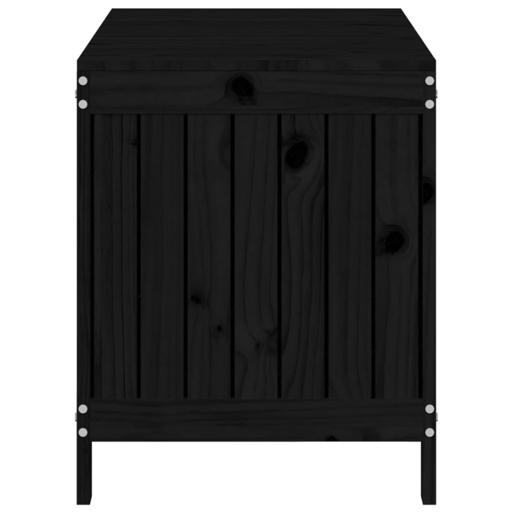 Garden Storage Box Black Solid Wood Pine