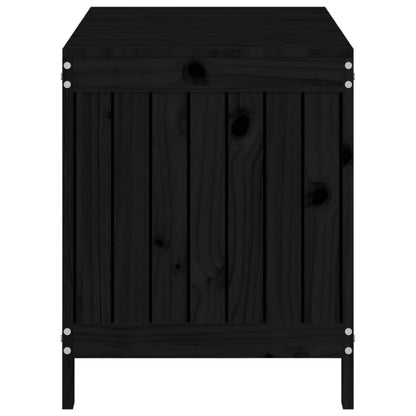 Garden Storage Box Black Solid Wood Pine