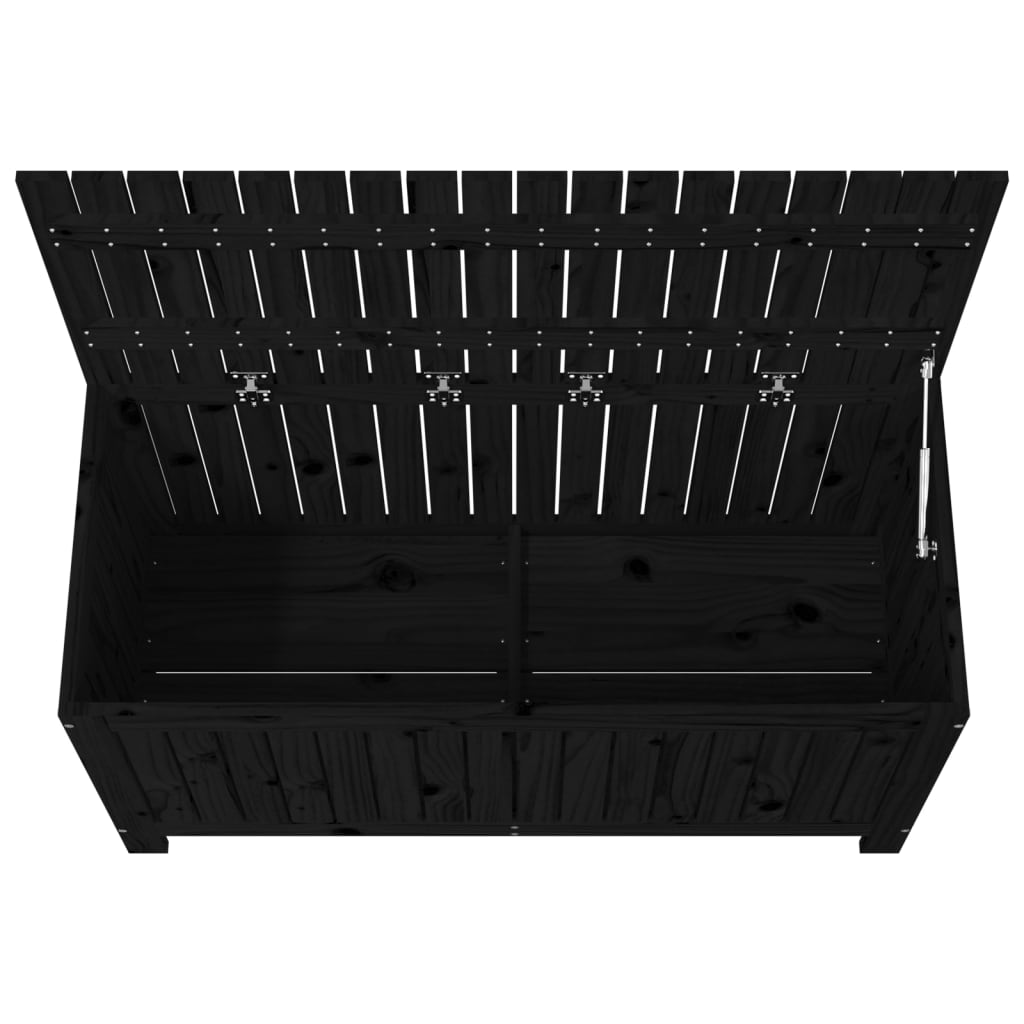 Garden Storage Box Black Solid Wood Pine